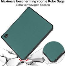 Kobo Libra 2 Trifold Bookcase Hoes - Donkergroen