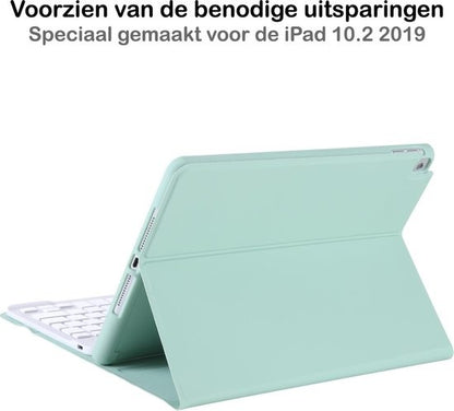 iPad 10.2 2019 Toetsenbord Hoes met Uitneembaar toetsenbord - Pastelgroen