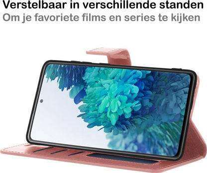 Samsung S20 FE Hoesje Bookcase Cover met Kaarthouder - Rosé goud