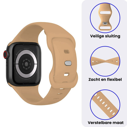 Apple Watch 1, 2, 3, 4, 5, 6, 7, 8, 9, 10, 11, SE - 42/44/45/46 mm Bandje Siliconen met verstelbare polsband - Walnoot