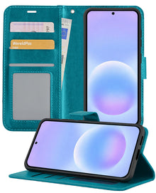 Samsung A57 Hoesje Bookcase Cover met Kaarthouder - Turquoise