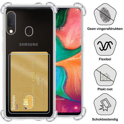 Samsung A20e Hoesje Kaarthouder Backcover Shockproof - Transparant