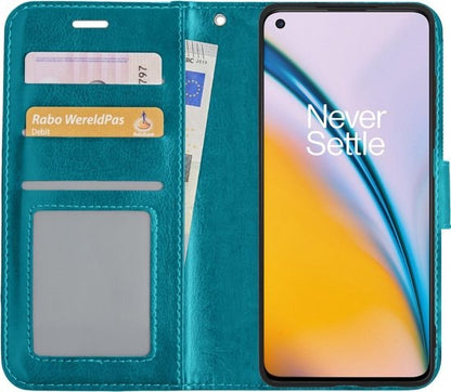 OnePlus Nord 2 Hoesje Bookcase Cover met Kaarthouder - Turquoise