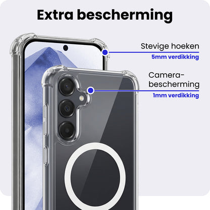 Samsung A55 Hoesje Geschikt voor Magsafe Backcover Shockproof - Transparant