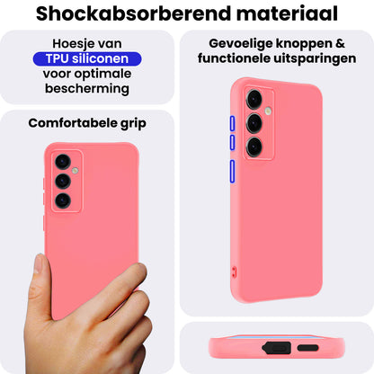 Samsung S25 Hoesje Siliconen Backcover Lichtgewicht - Licht Roze