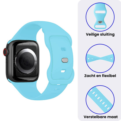 Apple Watch 1, 2, 3, 4, 5, 6, 7, 8, 9, SE - 38/40/41 mm Bandje Siliconen met verstelbare polsband - Lichtblauw