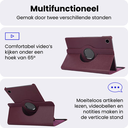Samsung Galaxy Tab A9 Plus Trifold Bookcase Hoes 360 Graden Draaibaar - Paars