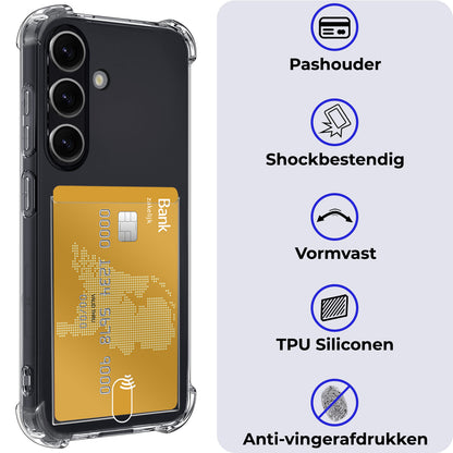 Samsung S23 FE Hoesje Kaarthouder Backcover Shockproof - Transparant