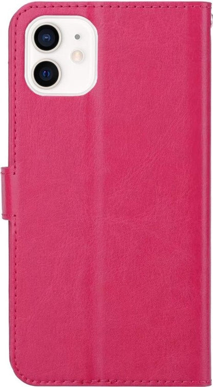iPhone 12 Mini Hoesje Bookcase Cover met Kaarthouder - Donkerroze