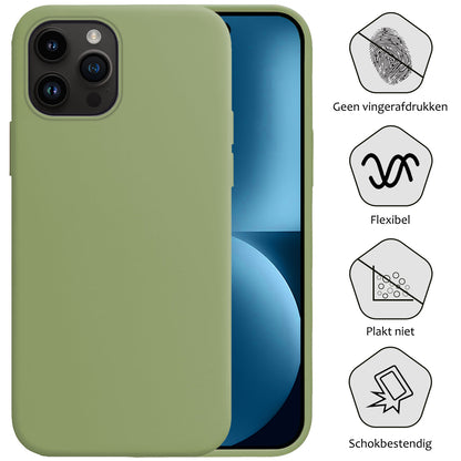 iPhone 15 Pro Max Hoesje Siliconen Backcover Lichtgewicht - Groen
