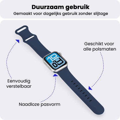 Apple Watch 1, 2, 3, 4, 5, 6, 7, 8, 9, SE - 38/40/41 mm Bandje Siliconen met verstelbare polsband - Donkerblauw