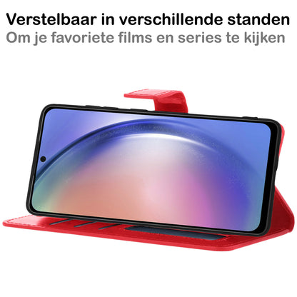 Samsung A54 Hoesje Bookcase Cover met Kaarthouder - Rood