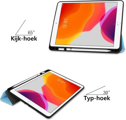 iPad 10.2 2019 Trifold Bookcase Hoes met Penhouder voor Apple Pen - Lichtblauw
