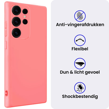 Samsung S25 Ultra Hoesje Siliconen Backcover Lichtgewicht - Licht Roze