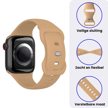 Apple Watch 1, 2, 3, 4, 5, 6, 7, 8, 9, SE - 38/40/41 mm Bandje Siliconen met verstelbare polsband - Walnoot