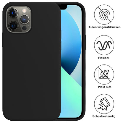 iPhone 13 Pro Max Hoesje Siliconen Backcover Lichtgewicht - Zwart
