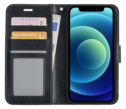 iPhone 12 Pro Max Hoesje Bookcase Cover Uitneembaar - Zwart