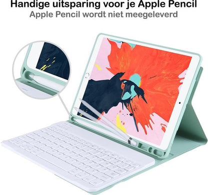iPad 10.2 2019 Toetsenbord Hoes met Uitneembaar toetsenbord - Pastelgroen