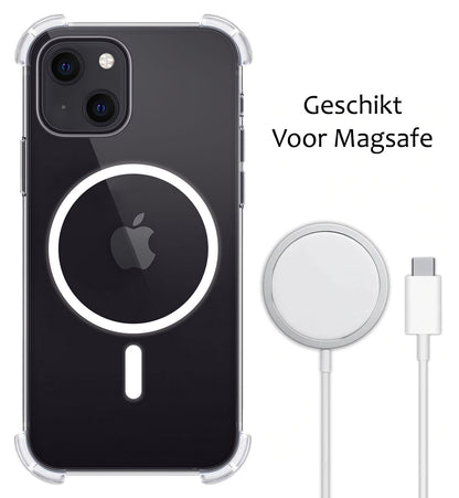 iPhone 15 Hoesje Geschikt voor Magsafe Backcover Shockproof - Transparant