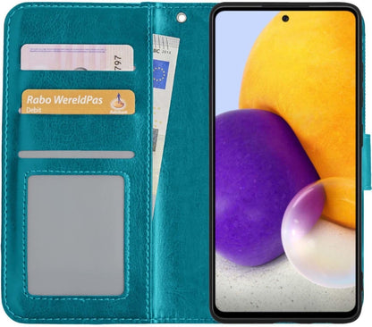 Samsung A72 5G Hoesje Bookcase Cover met Kaarthouder - Turquoise