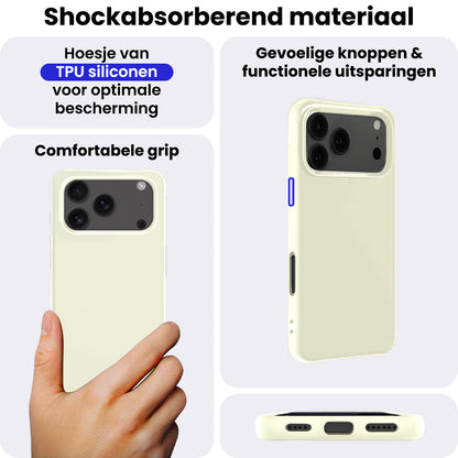 iPhone 17 Pro Hoesje Siliconen Backcover Lichtgewicht - Wit