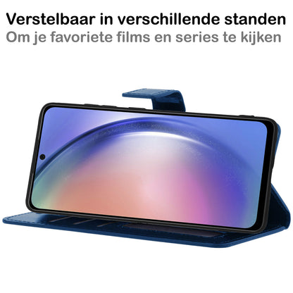 Samsung A54 Hoesje Bookcase Cover met Kaarthouder - Donkerblauw