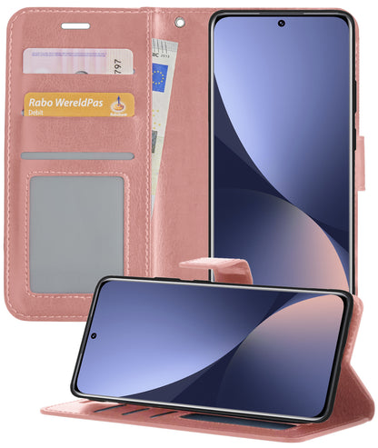 Xiaomi 12X Hoesje Bookcase Cover met Kaarthouder - Rosé goud