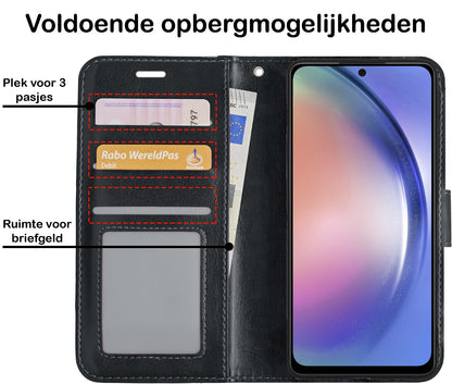 Samsung A54 Hoesje Bookcase Cover met Kaarthouder - Zwart