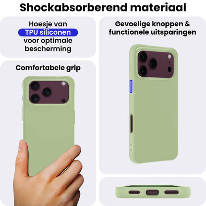 iPhone 18 Pro Hoesje Siliconen Backcover Lichtgewicht - Groen