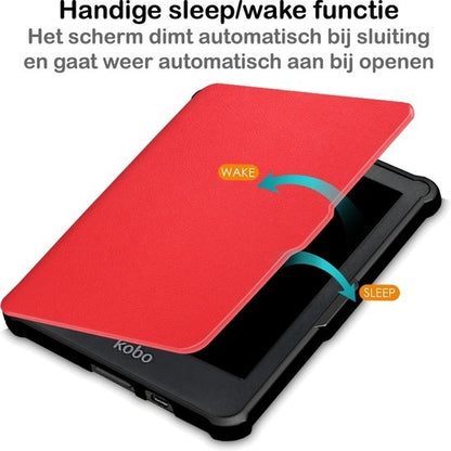 Kobo Clara HD Bookcase Hoes Shockabsorberend - Rood