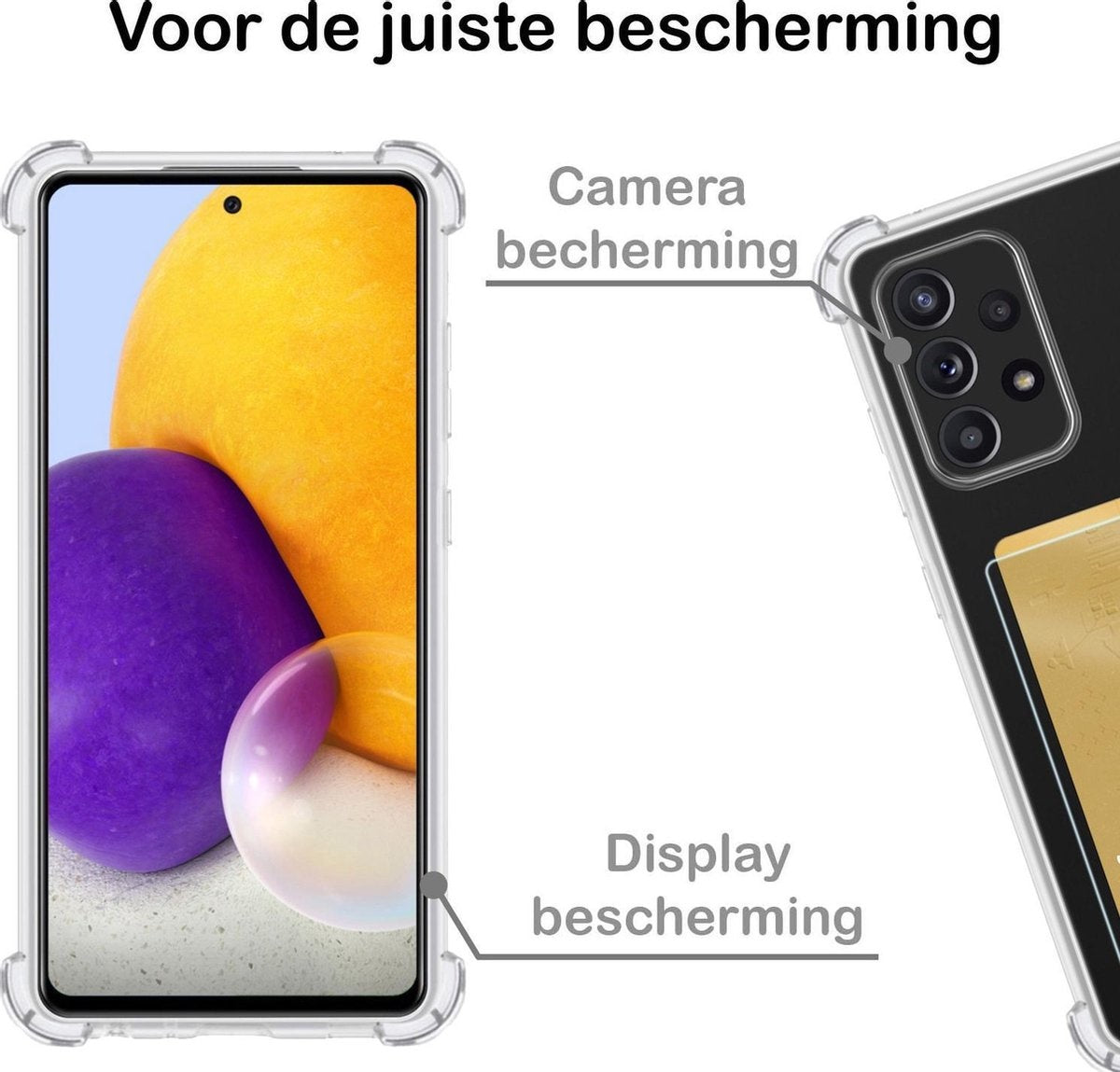 Samsung A72 Hoesje met Pasjeshouder Siliconen - Transparant