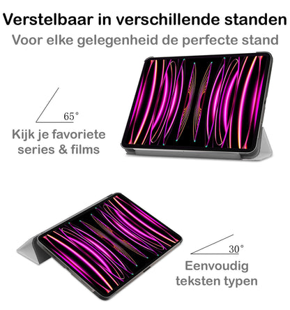 iPad Pro 2022 (11 inch) Trifold Bookcase Hoes - Wit