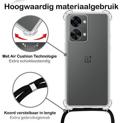 OnePlus Nord 2T Hoesje met Koord Siliconen - Transparant