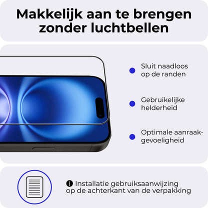 iPhone 16 Plus Screenprotector Gehard Glas - Full Screen