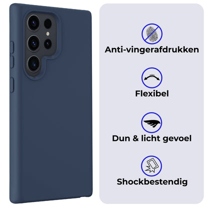 Samsung S24 Ultra Hoesje Siliconen Backcover Lichtgewicht - Donkerblauw