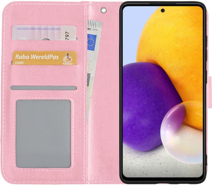 Samsung A72 5G Hoesje Bookcase Cover met Kaarthouder - Lichtroze