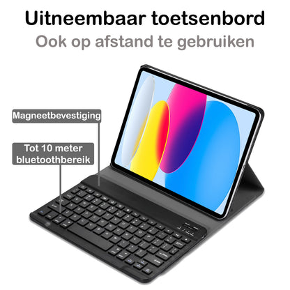 iPad 2022 / 2025 (A16 ) Toetsenbord Hoes met Uitneembaar toetsenbord - Zwart