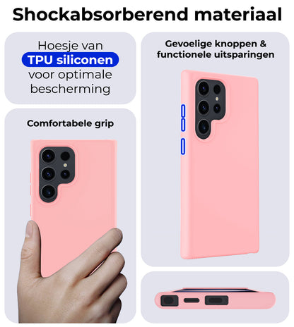 Samsung S24 Ultra Hoesje Siliconen Backcover Lichtgewicht - Lichtroze