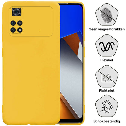 Xiaomi Poco X4 Pro 5G Hoesje Siliconen Backcover Lichtgewicht - Geel