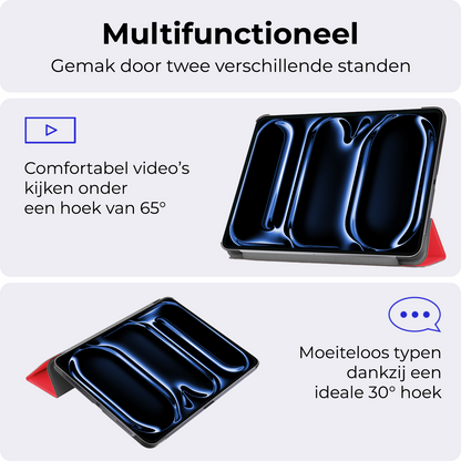 iPad Pro 2024 (13 inch) Trifold Bookcase Hoes - Rood