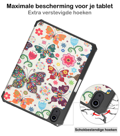 iPad Mini 6 Trifold Bookcase Hoes met Penhouder voor Apple Pen - Vlinders