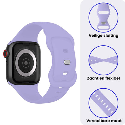 Apple Watch 1, 2, 3, 4, 5, 6, 7, 8, 9, 10, 11, SE - 42/44/45/46 mm Bandje Siliconen met verstelbare polsband - Violet
