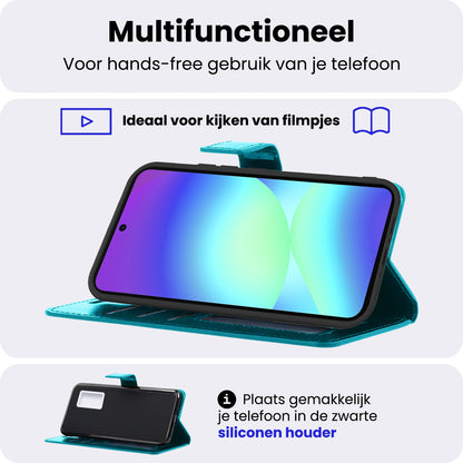 Samsung A56 Hoesje Bookcase Cover met Kaarthouder - Turquoise