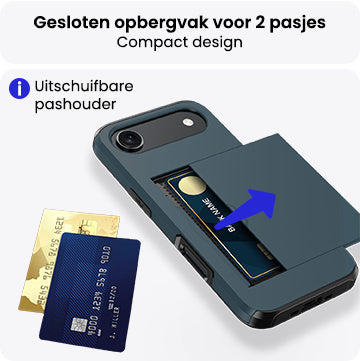 iPhone Air Hoesje Kaarthouder Hard Case Shockproof - Donkerblauw