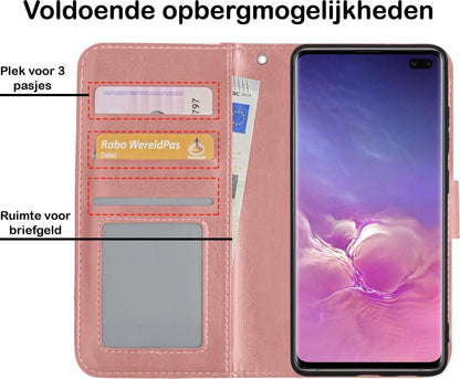 Samsung S10 Hoesje Bookcase Cover met Kaarthouder - Rosé goud