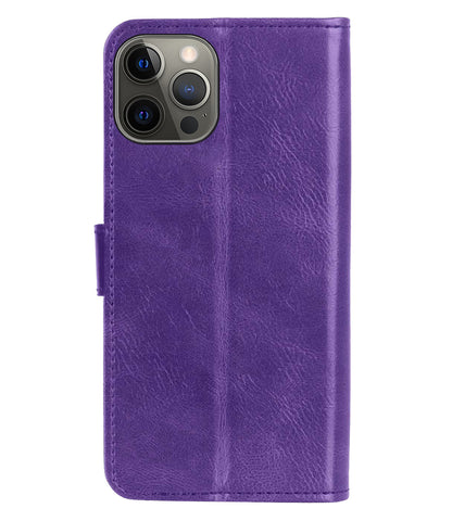 iPhone 14 Pro Hoesje Bookcase Cover met Kaarthouder - Paars