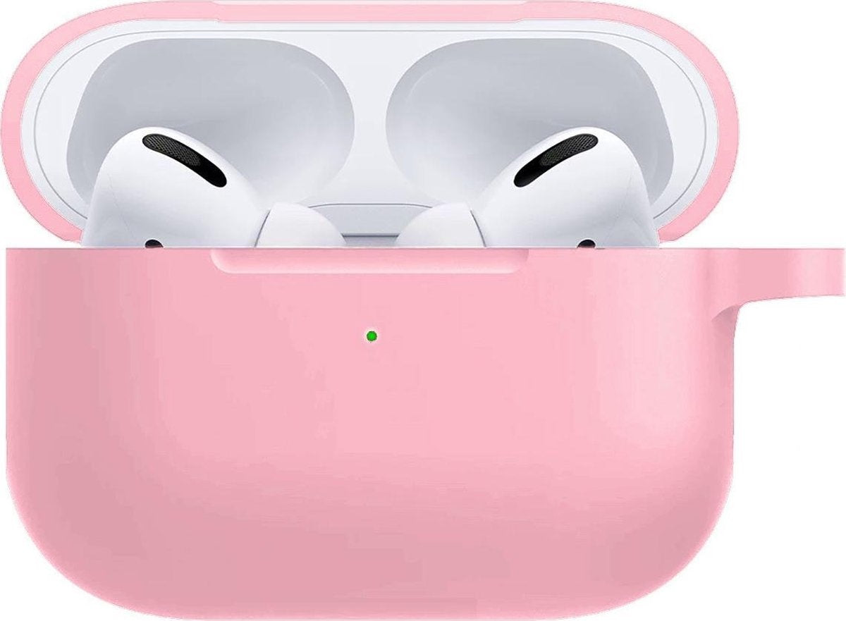 Airpods Pro Hoesje Siliconen met Clip - Lichtroze