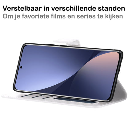 Xiaomi 12 Hoesje Bookcase Cover met Kaarthouder - Wit