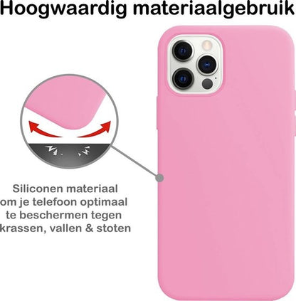 iPhone 12 Pro Hoesje Siliconen Backcover Lichtgewicht - Lichtroze