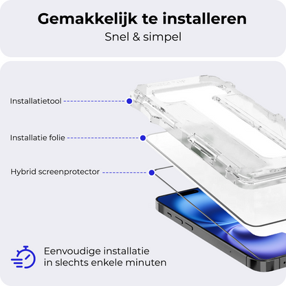 iPhone 16 Screenprotector Flexibel Glas met Installatieframe